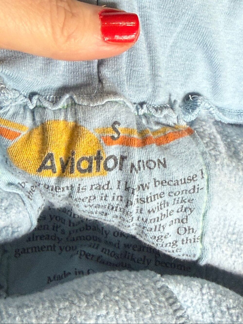 light blue Aviator Nation sweatpants featuring side striping Small soft warm - Picture 4 of 4